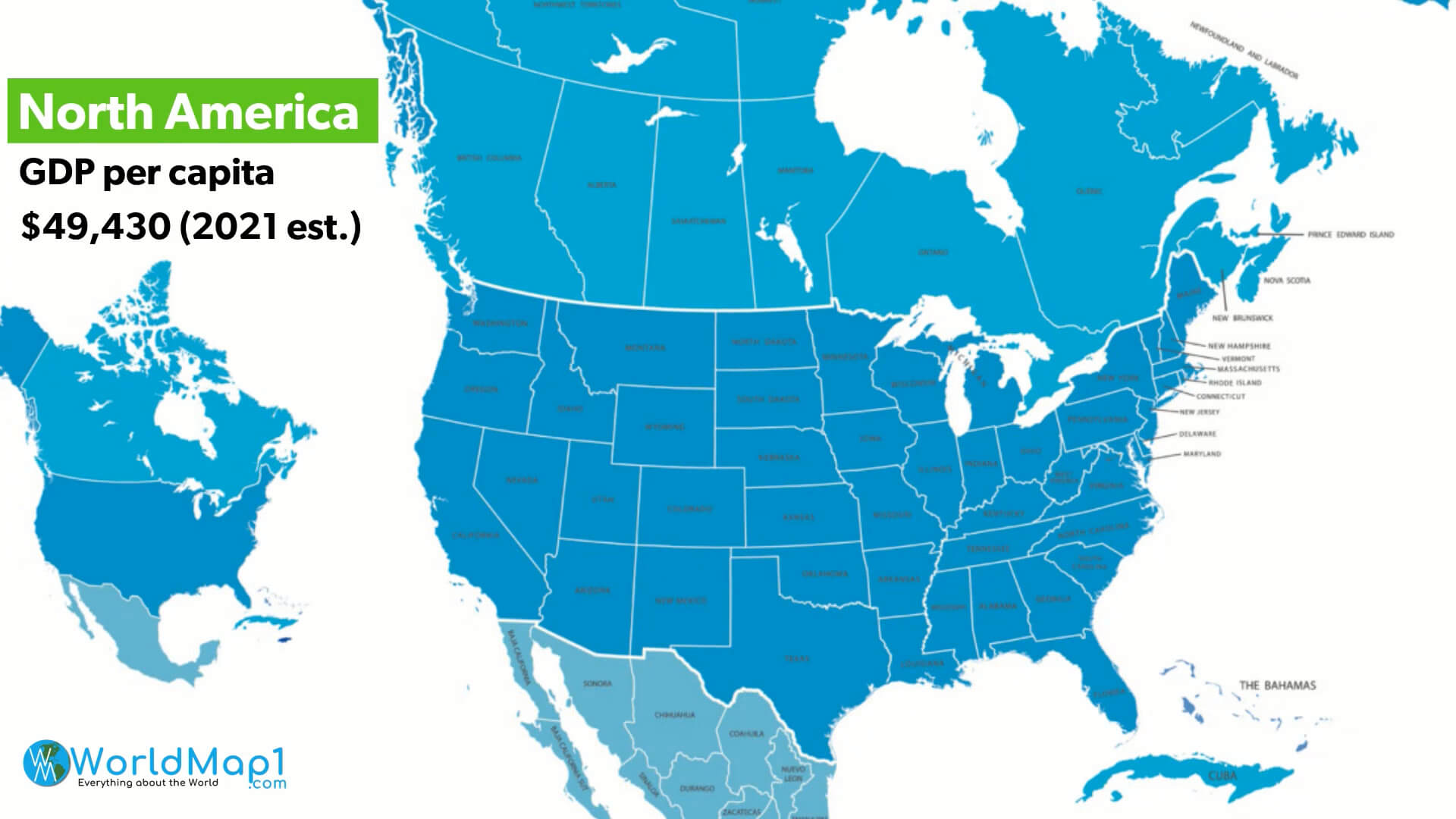 North America GDP per Capita and Map